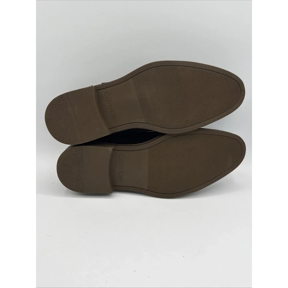 Men's Calvin Klein Gaige Solid Brown Suede Oxford Cap Toe Dress Shoe Sz 10 Mint